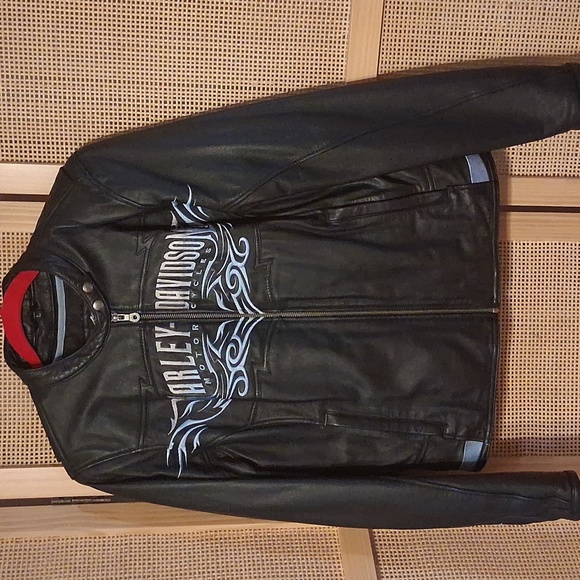 Harley-Davidson Jackets & Blazers - Harley-Davidson Womens Black Leather Lined Jacket  Embroidered Front And Back